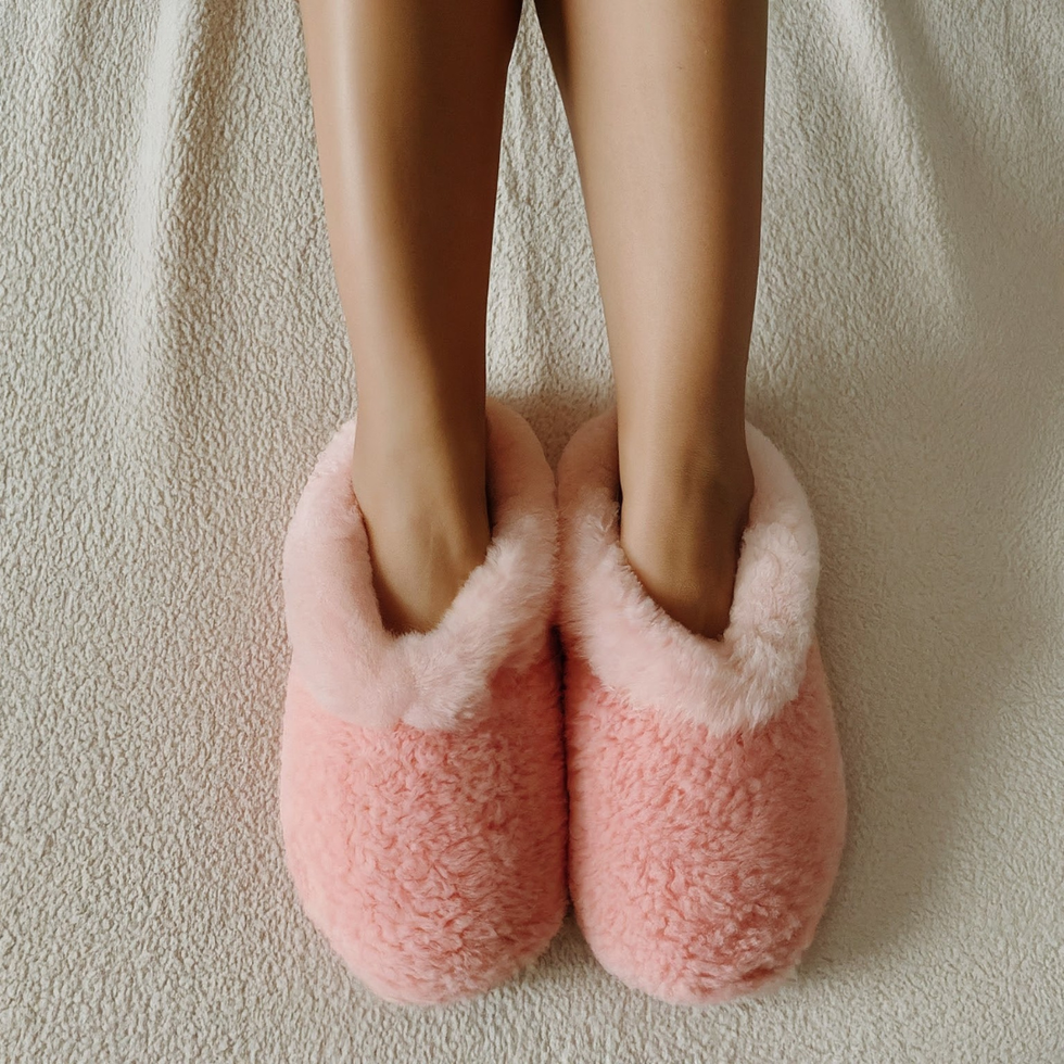 Pink fluffy slippers
