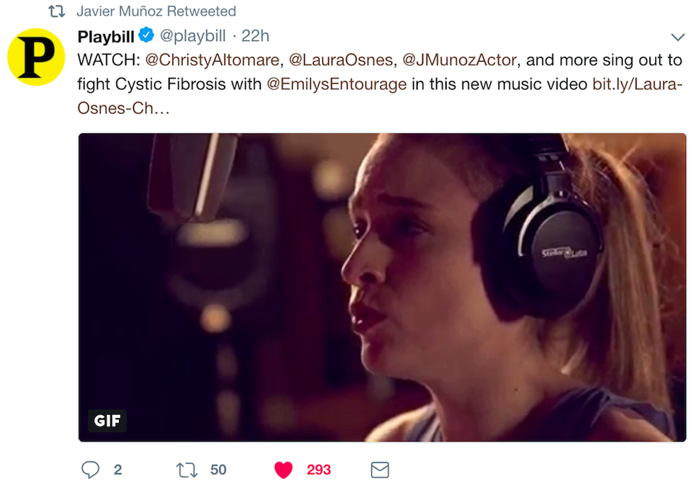 Playbill Tweet on Emily's Entourage