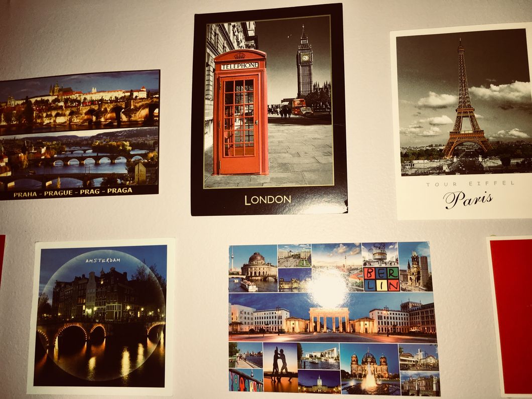 Post cards next to each other