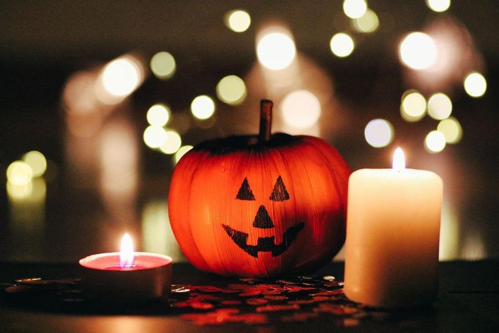 pumpkin with candles for halloween