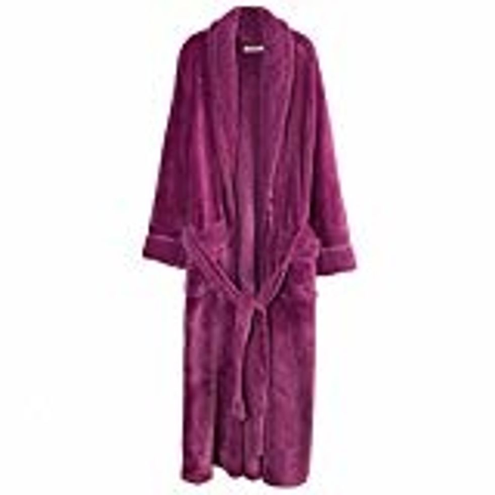 Purple bathrobe.