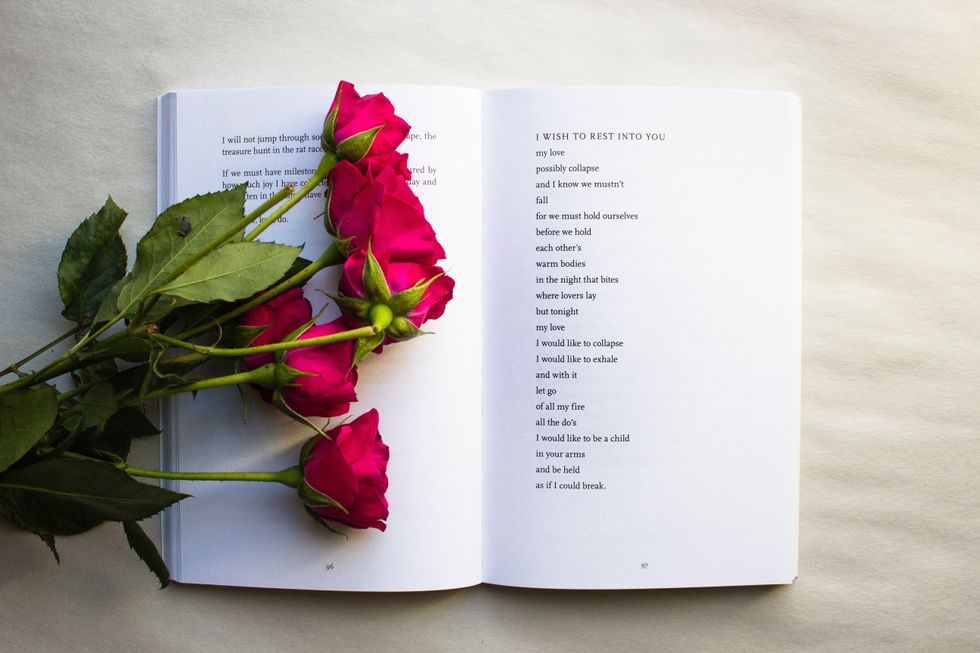 roses and a book