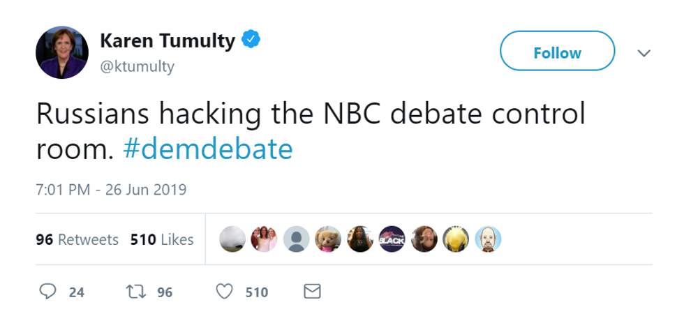 "Russians hacking the NBC debate control room. #demdebate"