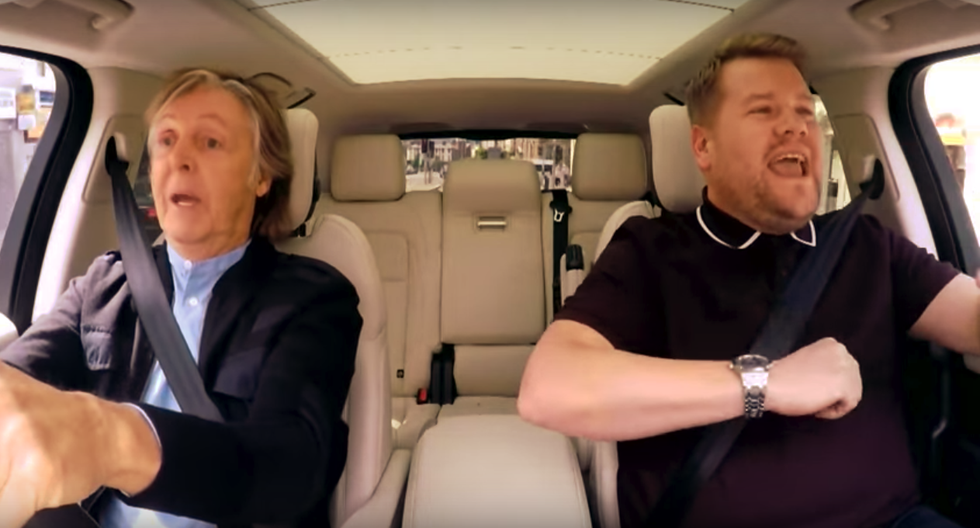 Sir Paul McCartney and James Cordon singing