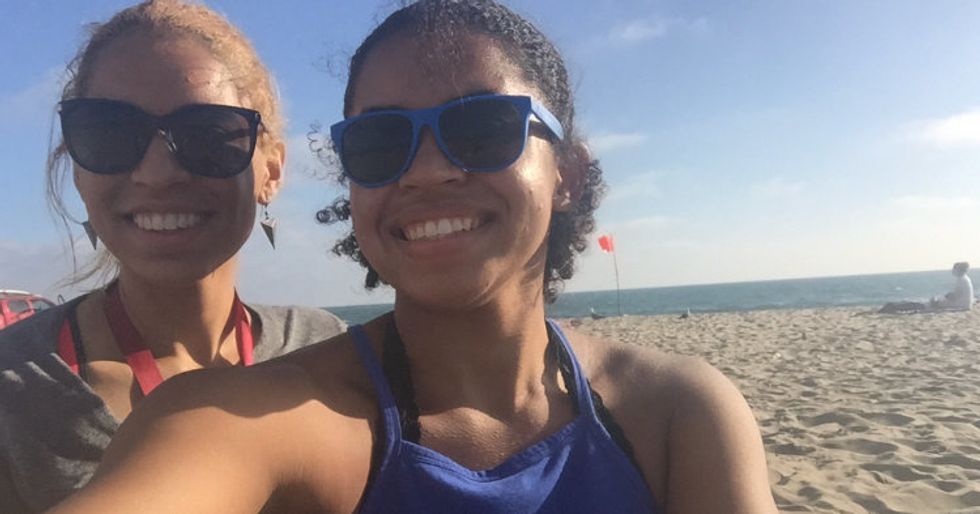 sisters on the beach