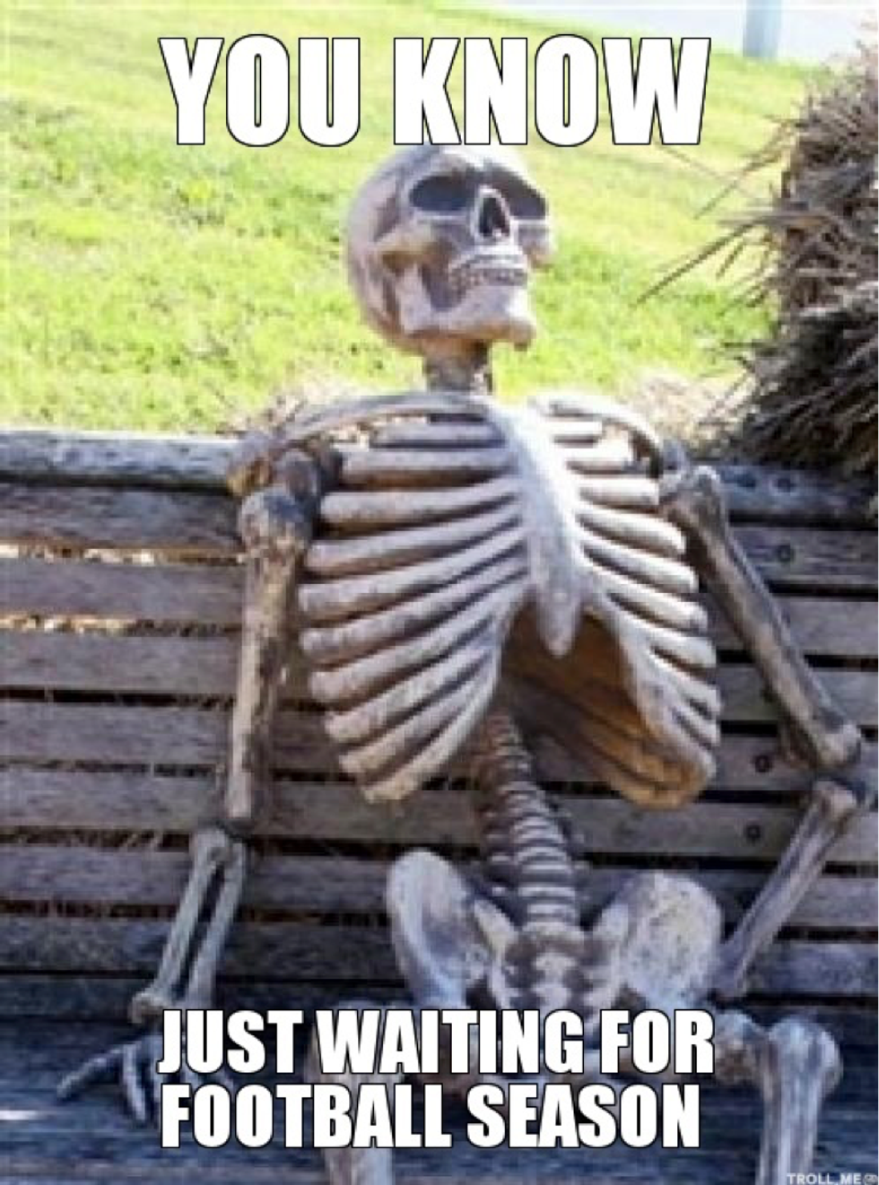 Skeleton meme waiting for football season