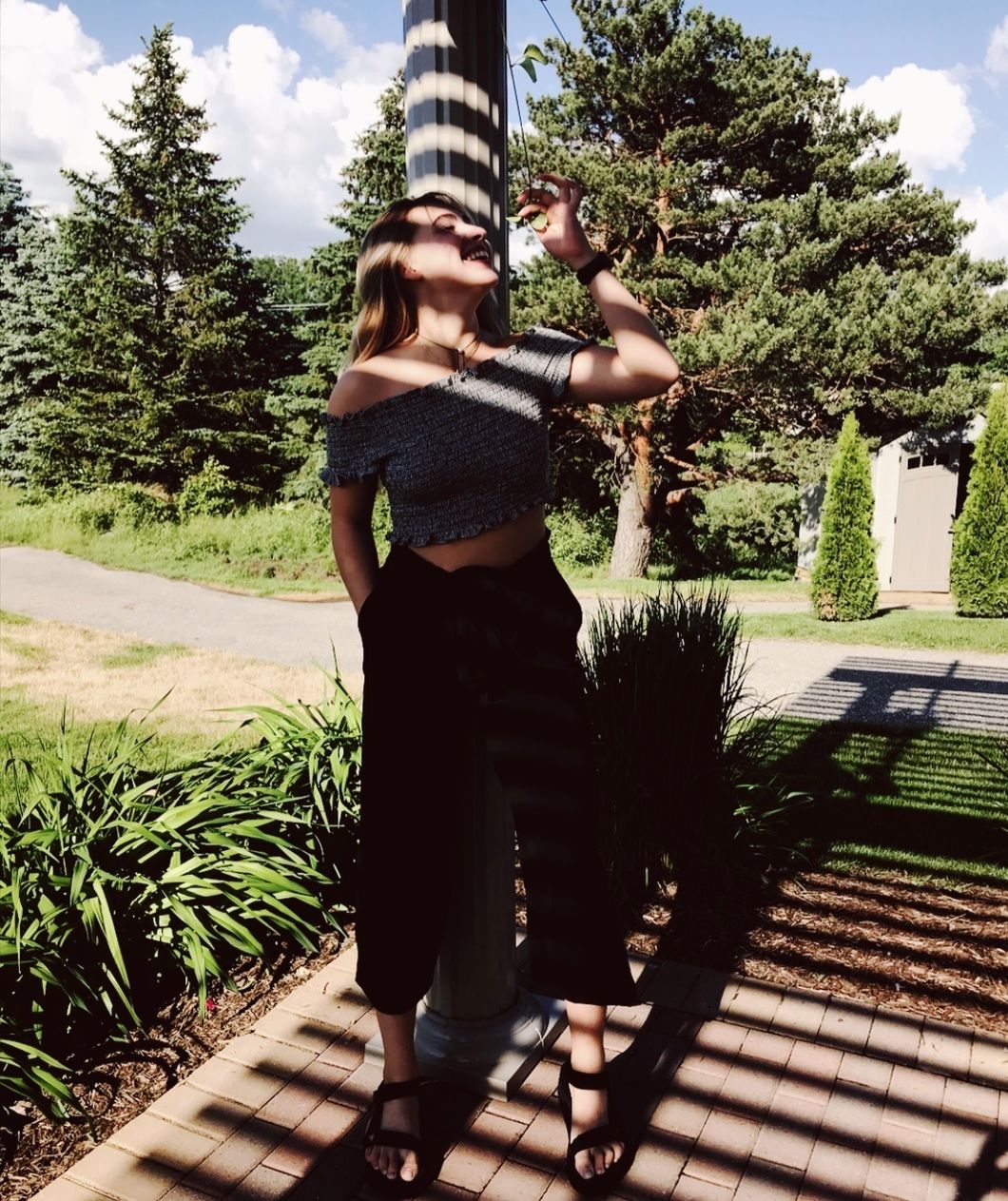 smiling girl enjoying the outdoors