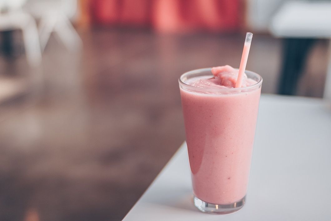 Smoothie with plastic straw
