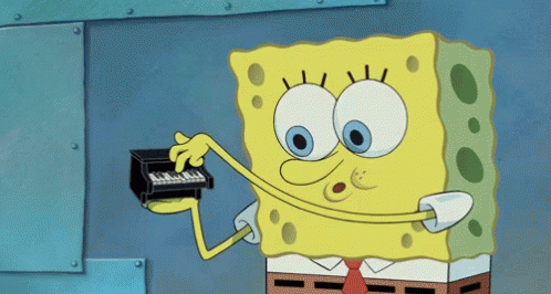 Spongebob playing tiny piano