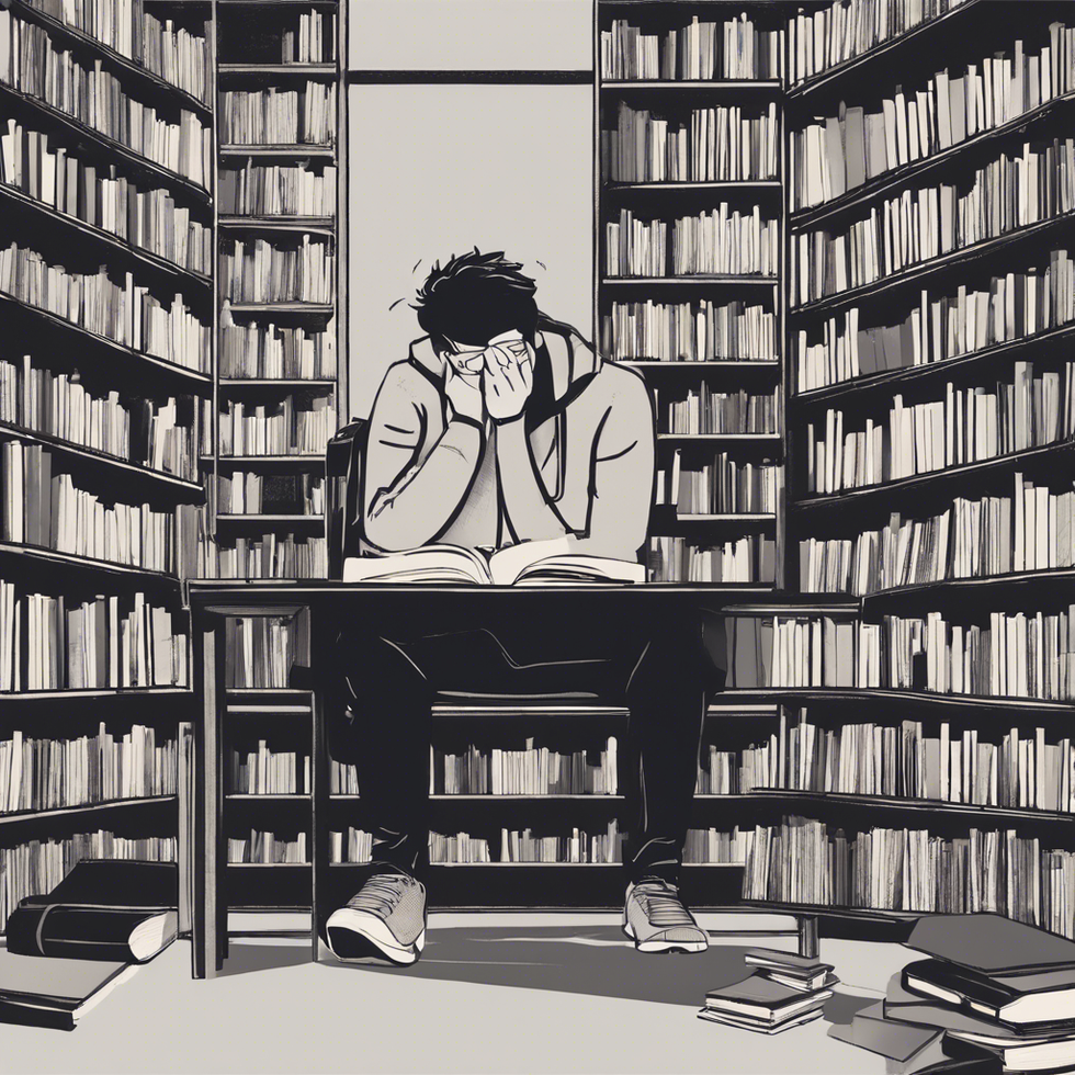 student in the library thinking they don t want to be there