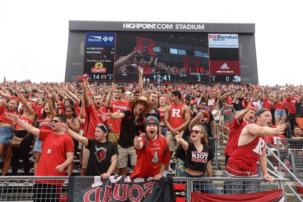 Students at the first Rutgers football game of the 2018 season