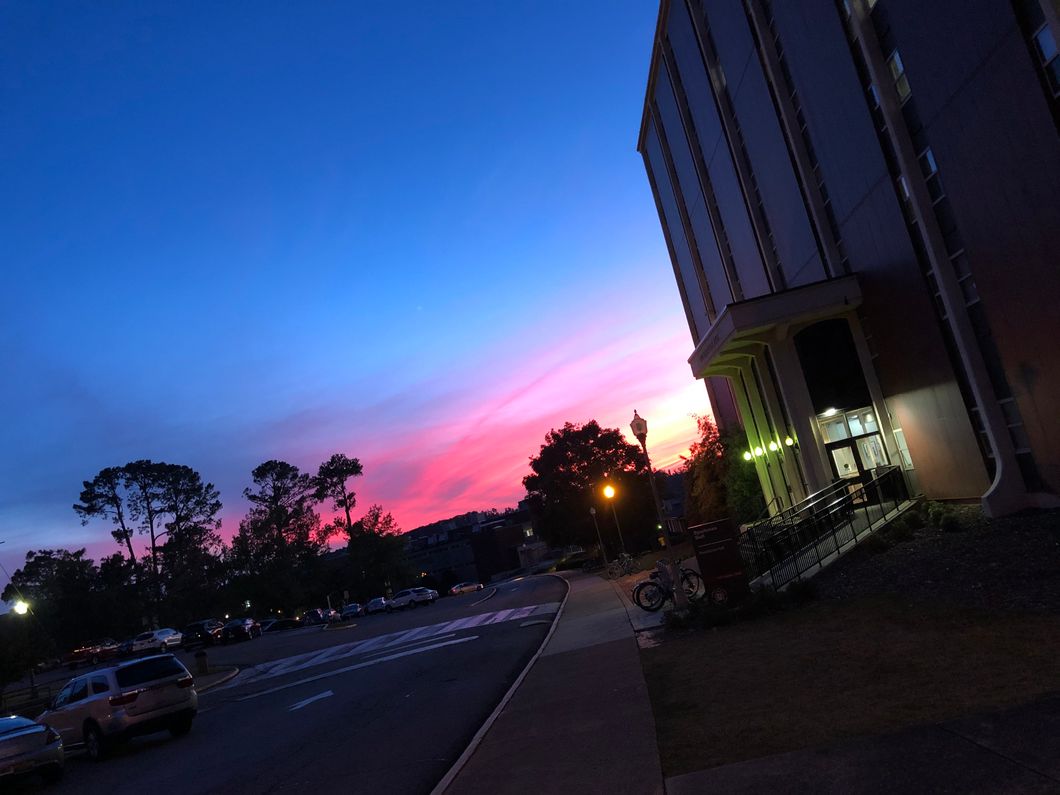 Sunset photo on JSU campus. 