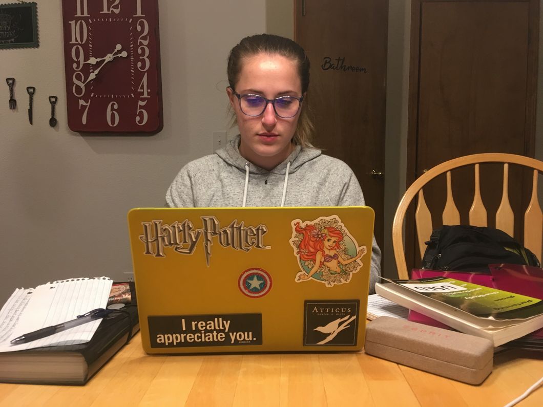 Surrounded by school work