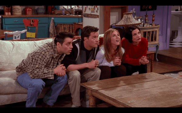 The cast of "Friends"playing poker