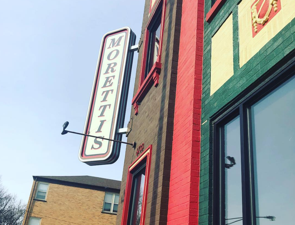 The sign at the Edison Park Moretti's