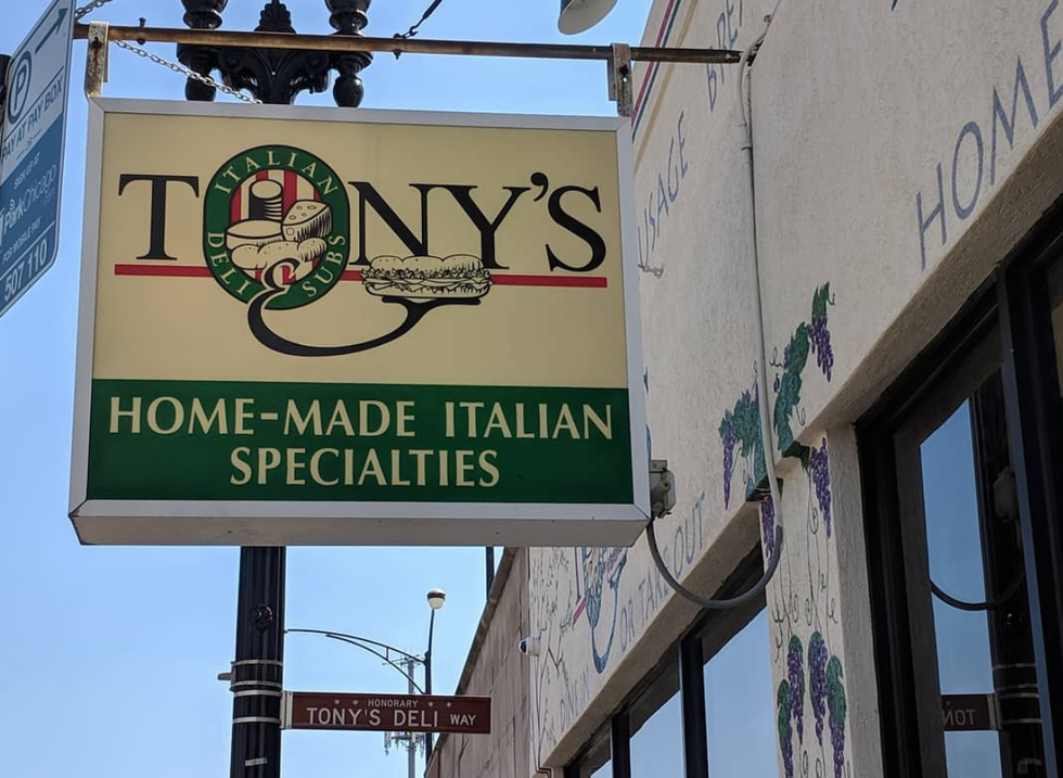 The sign for Tony's Italian deli in Edison Park