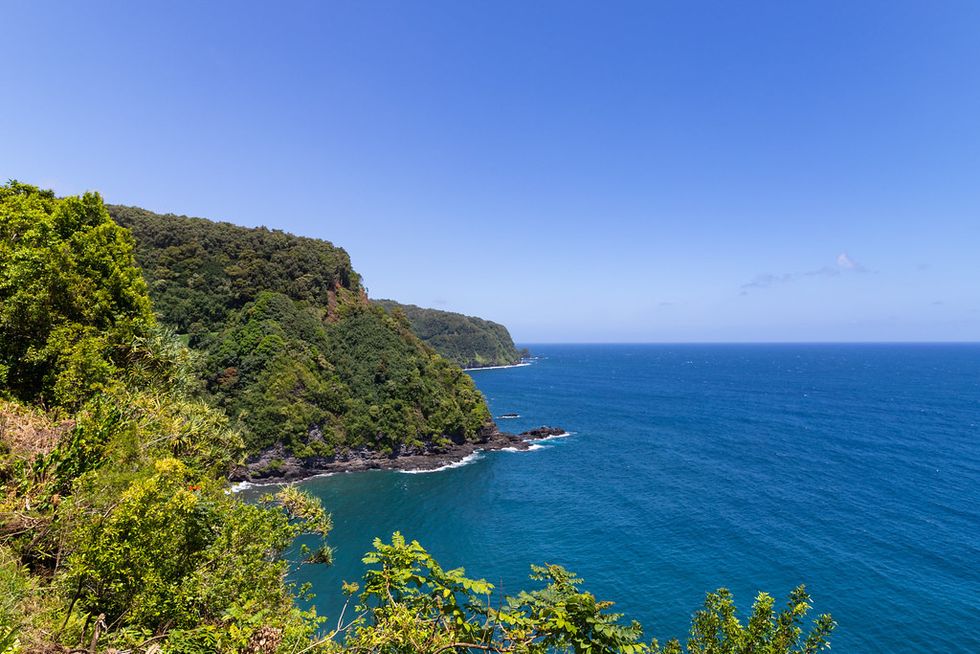 This is an image of an overlook on the Hana Coastline in Hawaii.