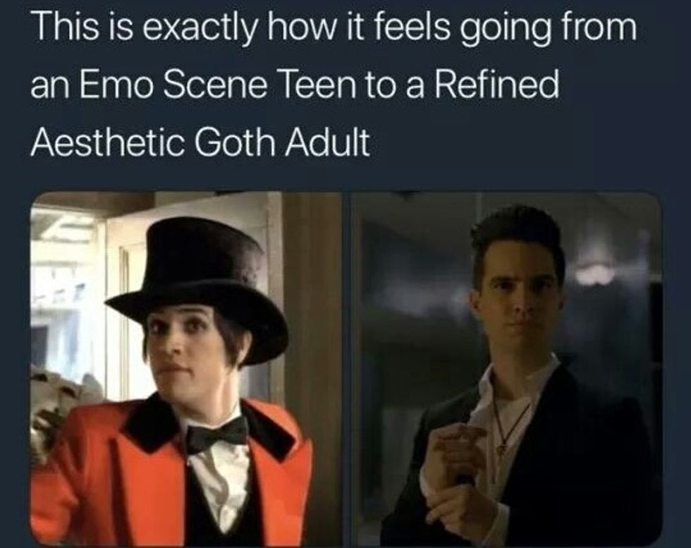 this is exactly how it feels going from an emo scene teen to a refined aesthetic goth adult