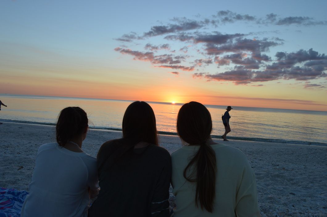 Three Girls At Sunset