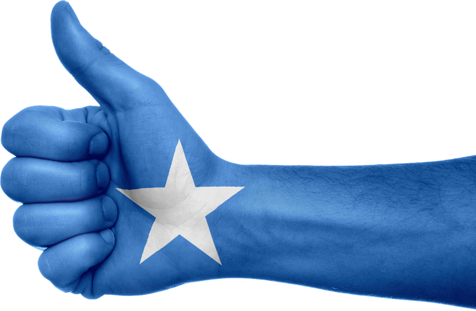Thumbs Up, Somalian flag on person's arm