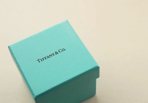 Tiffany & Co gif with hearts flying.