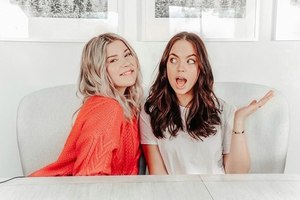 two girls filming a podcast episode