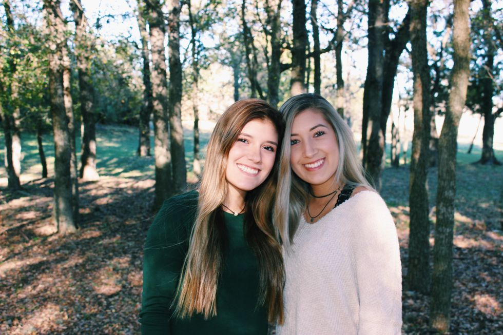 two girls in a forest