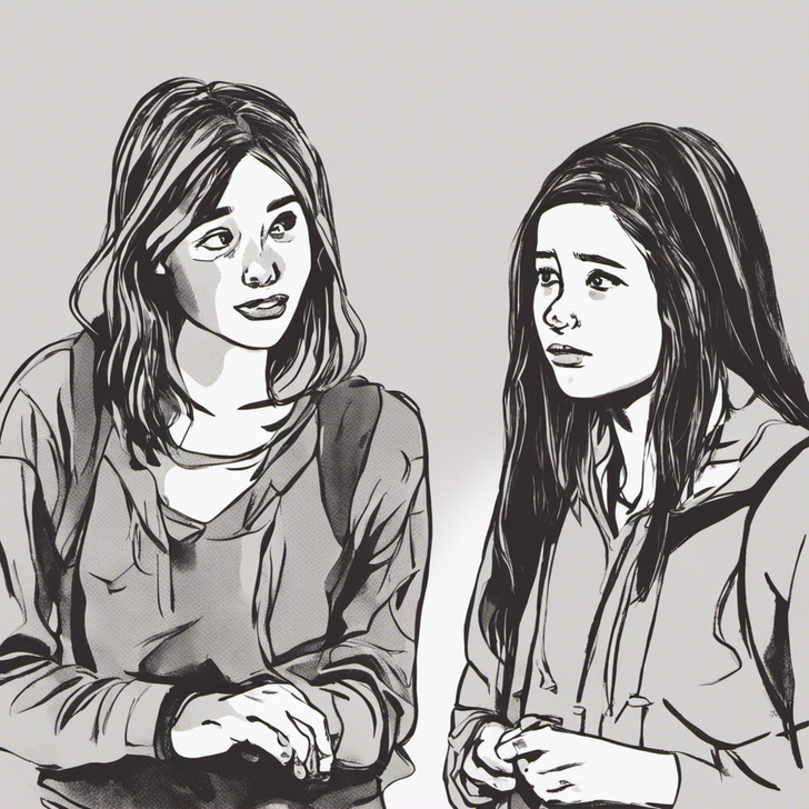 Two girls in conversation, one looks perplexed