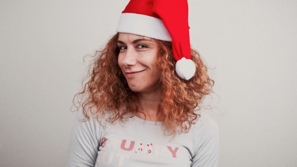 Two people shopping for holiday gifts