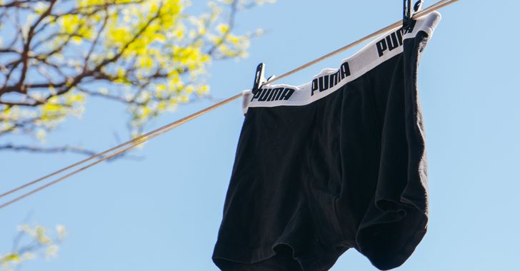 underwear hangs on clothing line