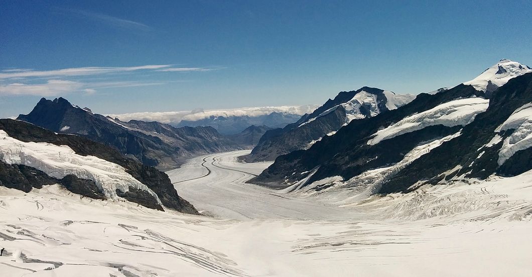 View of snow on mountains in Switzerland