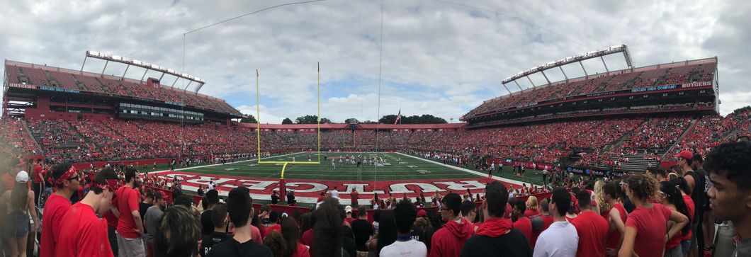 View of the Rutgers football field from the stands