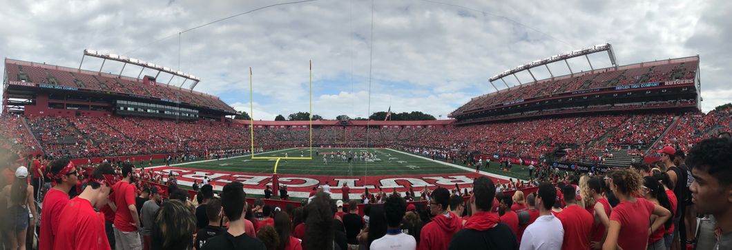 View of the Rutgers football field from the stands