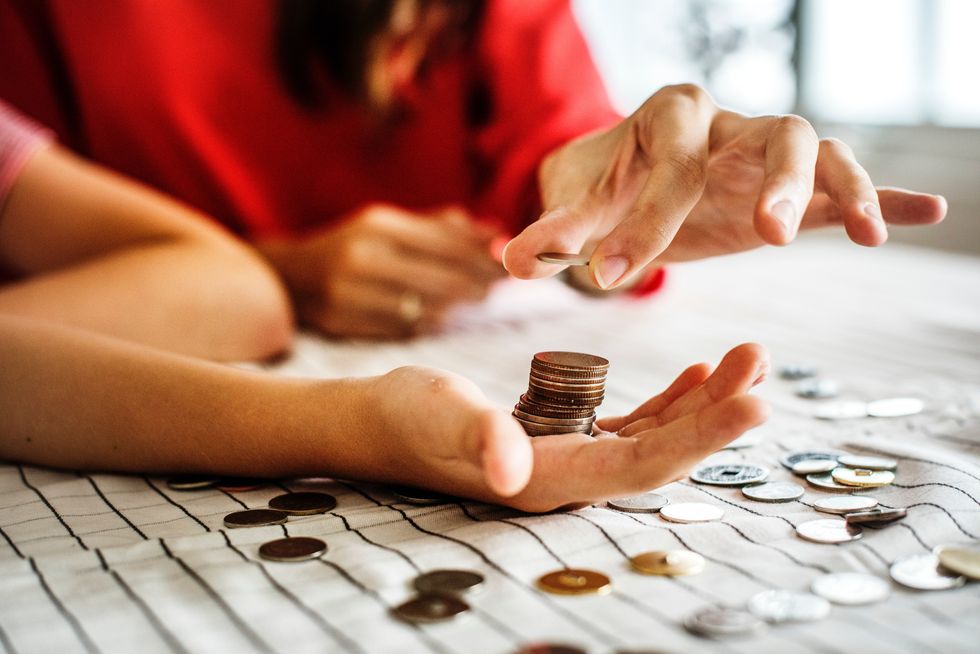 Woman counting change