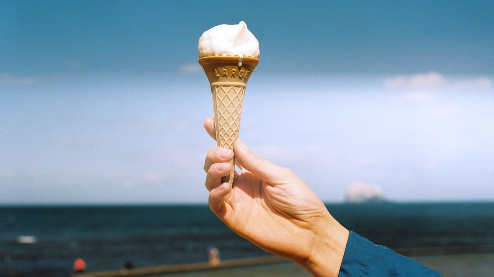 woman holding ice cream