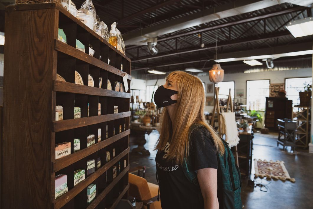 woman shopping with mask on