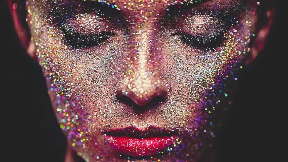 woman with glitter makeup