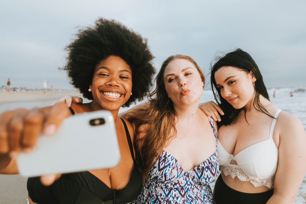 Women taking selfie