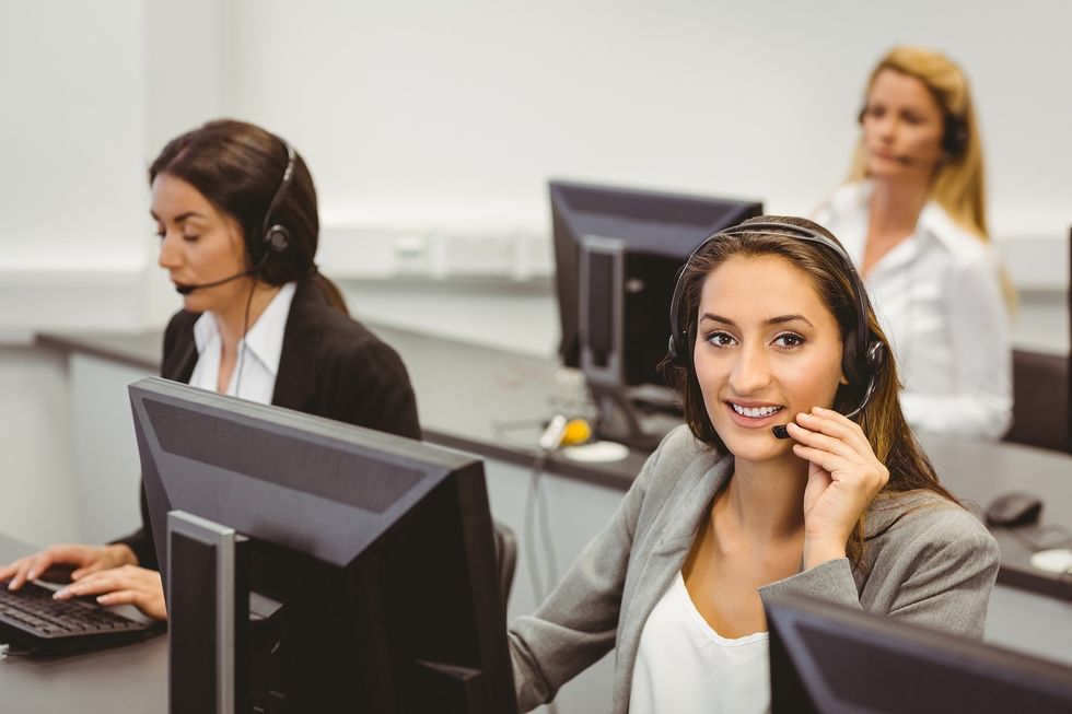 women working at call center