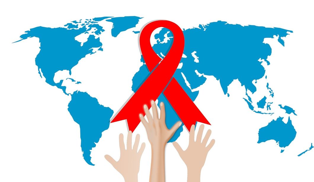 World, hands, HIV/AIDS Ribbon