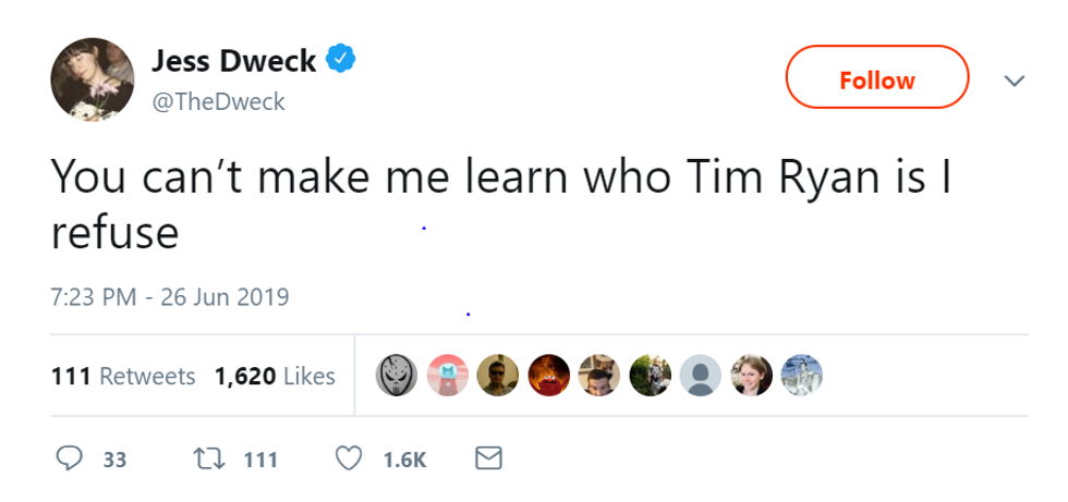 "You can't make me learn who Tim Ryan is I refuse"